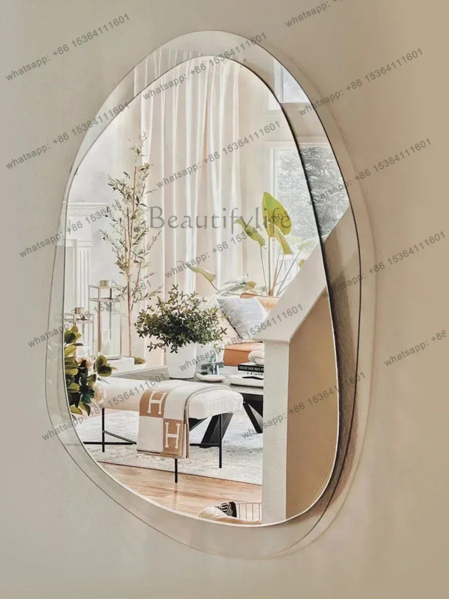 Makeup Bathroom Mirror Wavy Living Room Infinity Modern Vanity Aesthetic Mirror Irregular Aesthetic Espelhos Decoracao Quarto