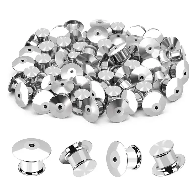ABPP 60PCS Locking Pin Back Metal Pin Backing, Locking Pin Keeper Clasp for Brooch Enamel Lapel