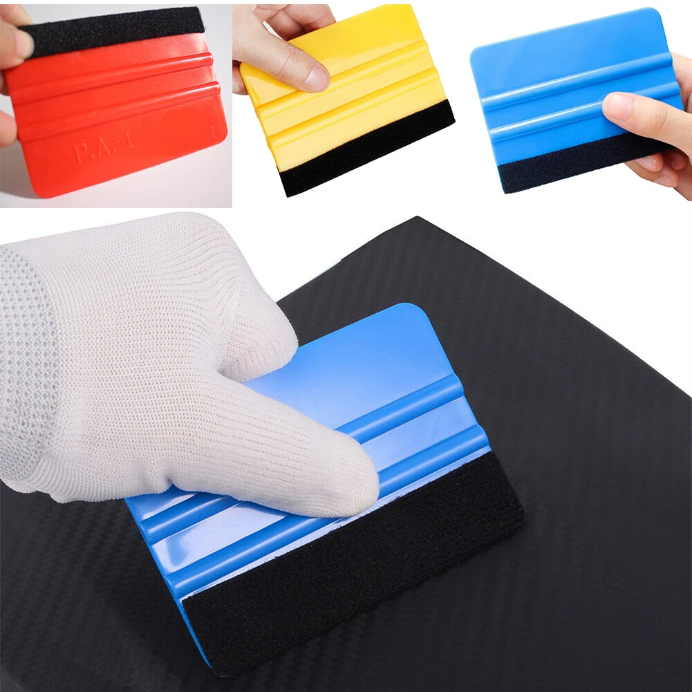 Vinyl Squeegee With Felt Edge/ Scraper For Car Glass Vehicle Film Wrap Scrape Car Wash Supplies Automotive Detailing Tool