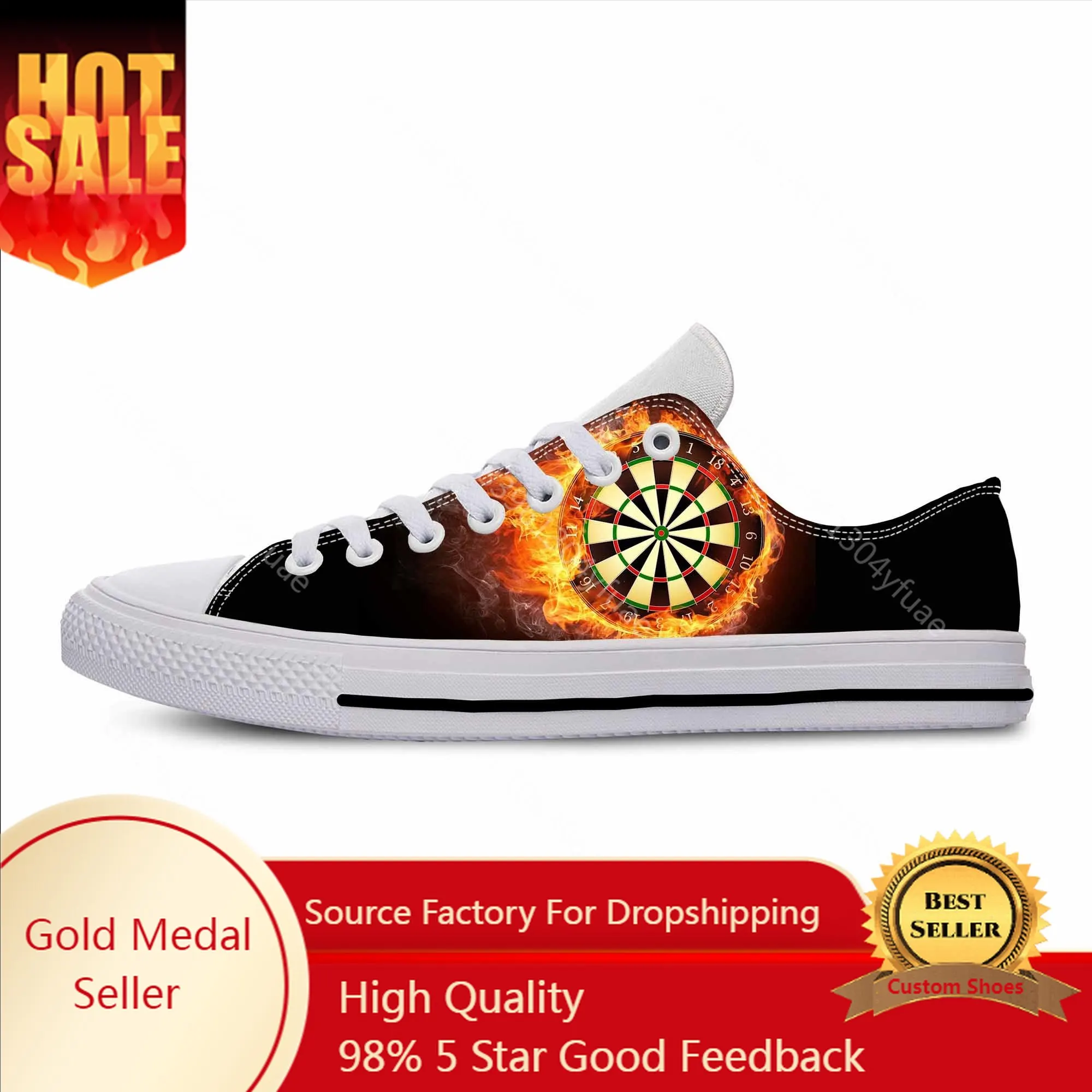 Game Sport Darts Dartboard Dart board Target Funny Casual Cloth Shoes Low Top Comfortable Breathable 3D Print Men Women Sneakers