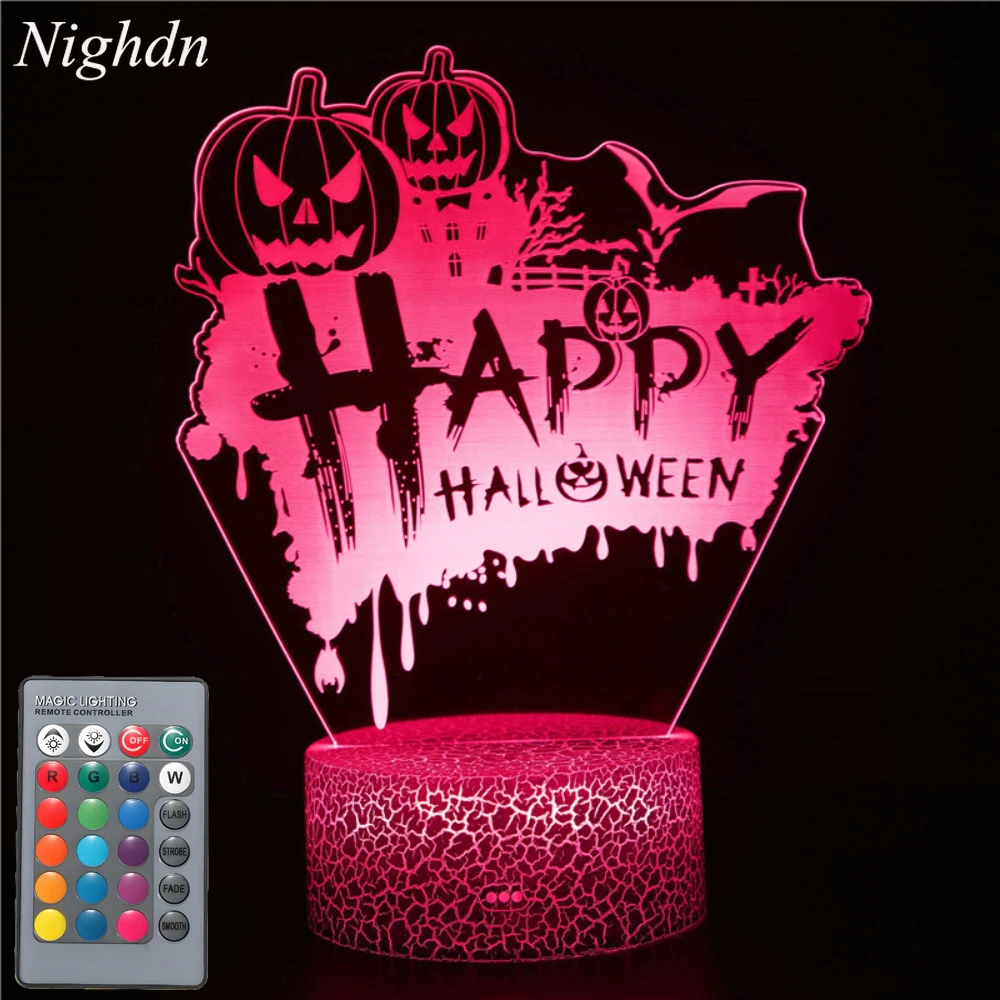 

Nighdn Happy Holloween Pumpkin Decoration 3D Lamp Optical Illusion Night Light Gift for Holloween Ghost Festival Men Room