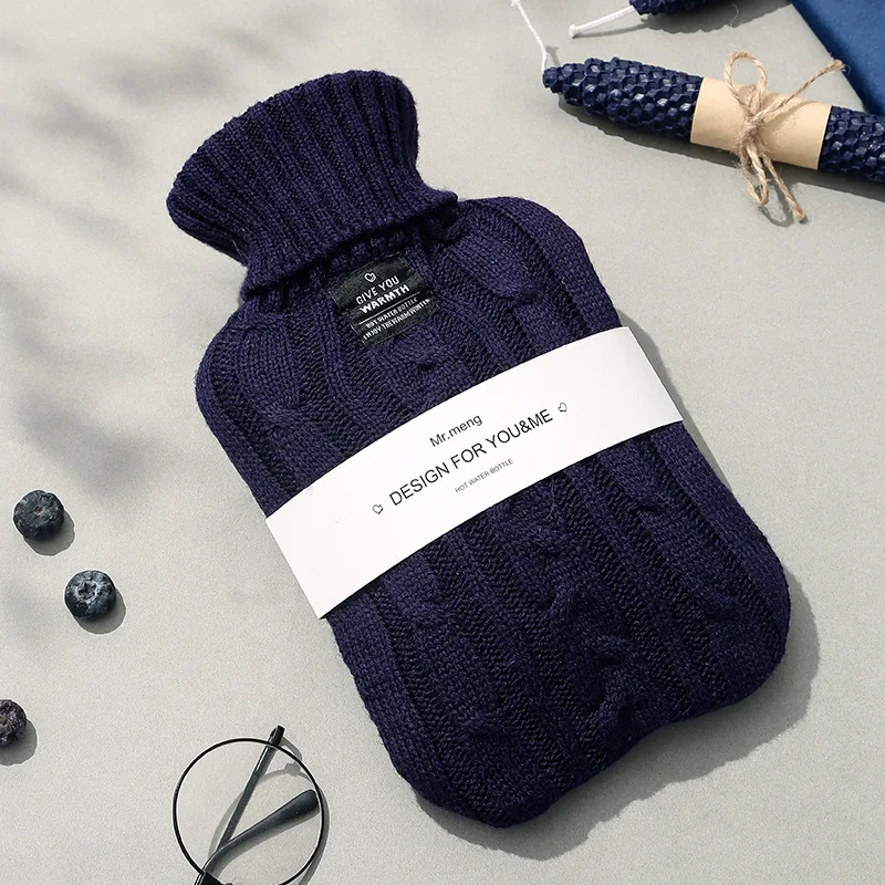 2000ml Hot Water Bag Warm Belly Water Injection Pvc Portable Flannel Hand Warmer Bed Warm Feet Warming Hot-water Bag Cover