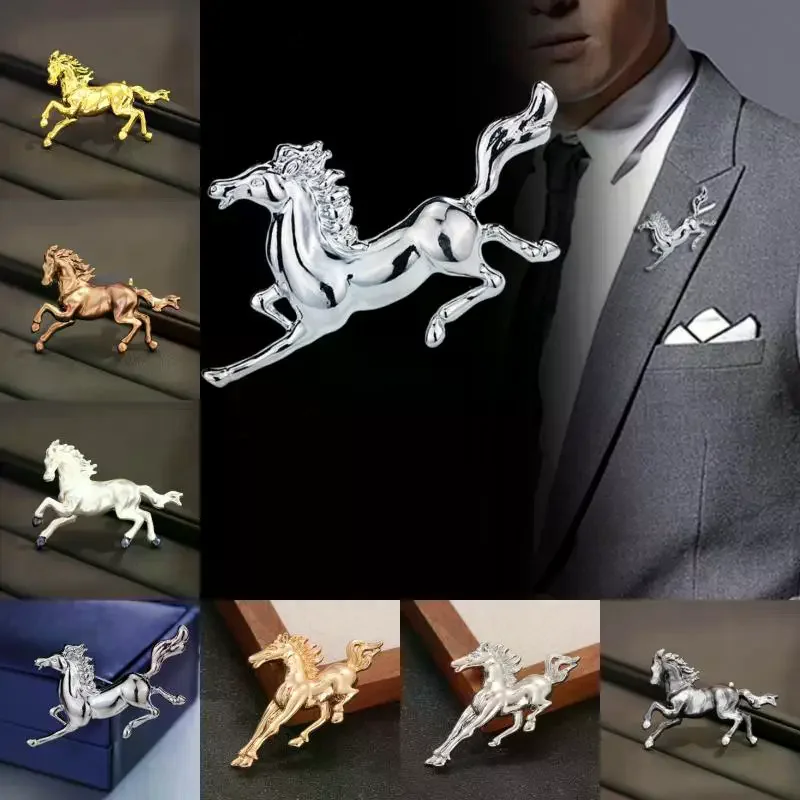 Fashion Classic Running Horse Brooch For Women Men Versatile Clothing Animal Pins Friends Party Gifts Banquet Jewelry Accessory
