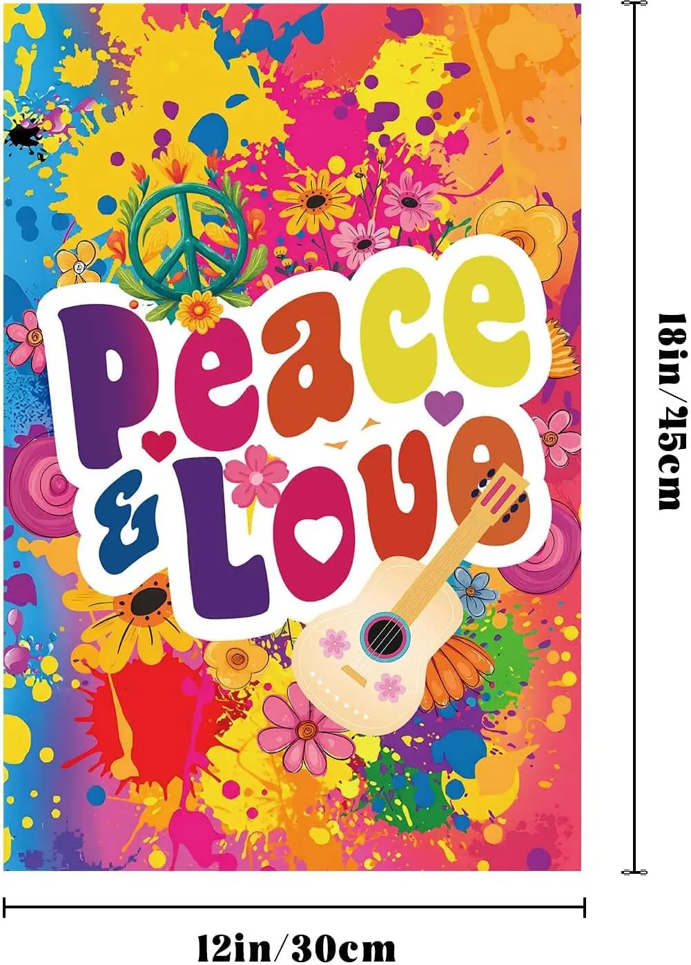 Peace Flag Funny Tie Dye Peace Sign Design with Doves and Butterflies Banner Indoor Walls, Outdoor Gardens, Decks, Car, Flag hhz
