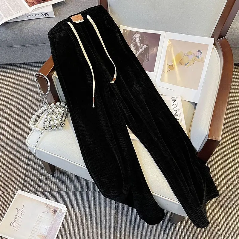 Spring Autumn Women Pants 2pcs Set Casual Knit Cardigan Sweater Hooded Elastic Waist Wide Leg Trousers Suit Sportwear Tracksuit