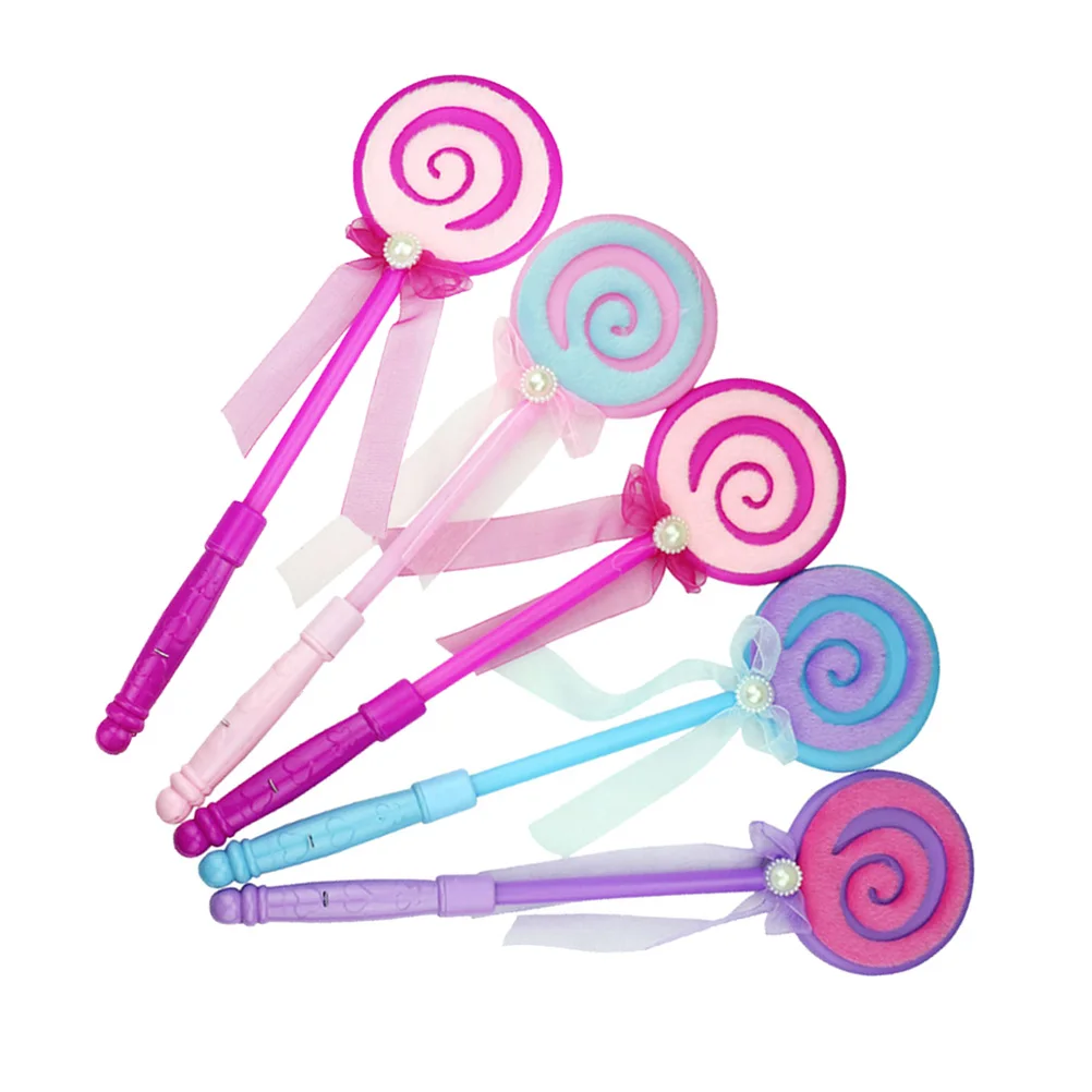 

5 Pcs Glowing Lollipop Fairy Wand Light up Stick Lollipops Flash Flashing Sticks