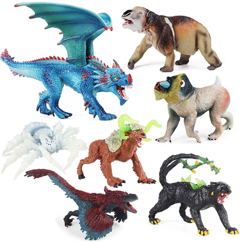 

Simulation Warcraft Diplododont Mandrill Panther Monster Dragon Beast Model Action Figures Pyroraptor Ice Spider Figurines Toys