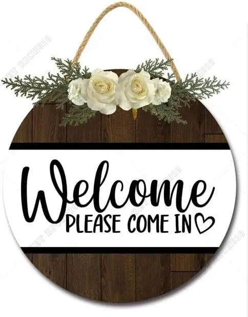 

Welcome Please Come in Signs for Front Door Porch Rustic Wooden Welcome Plaque for Farmhouse Home Kitchen Indoor 12in