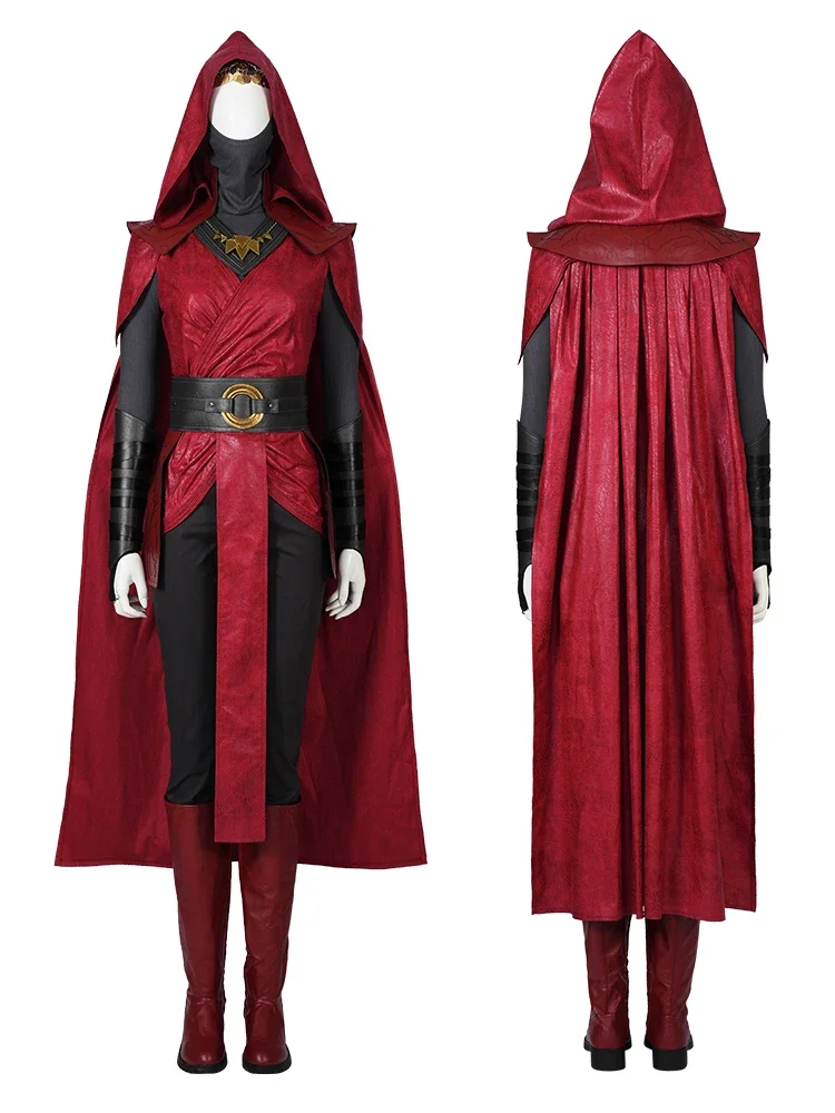 High Quality Halloween Carnival Dark Witch Red Women Outfit Nightsister Merrin Cosplay Costume With Accessories