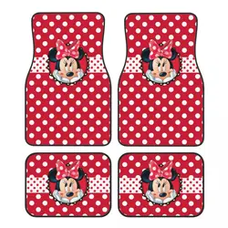 Minnie Mouse Car Floor Mats Carpet Full Set Anti-Slip Universal Automotive Floor Mat Fit for Vans SUV