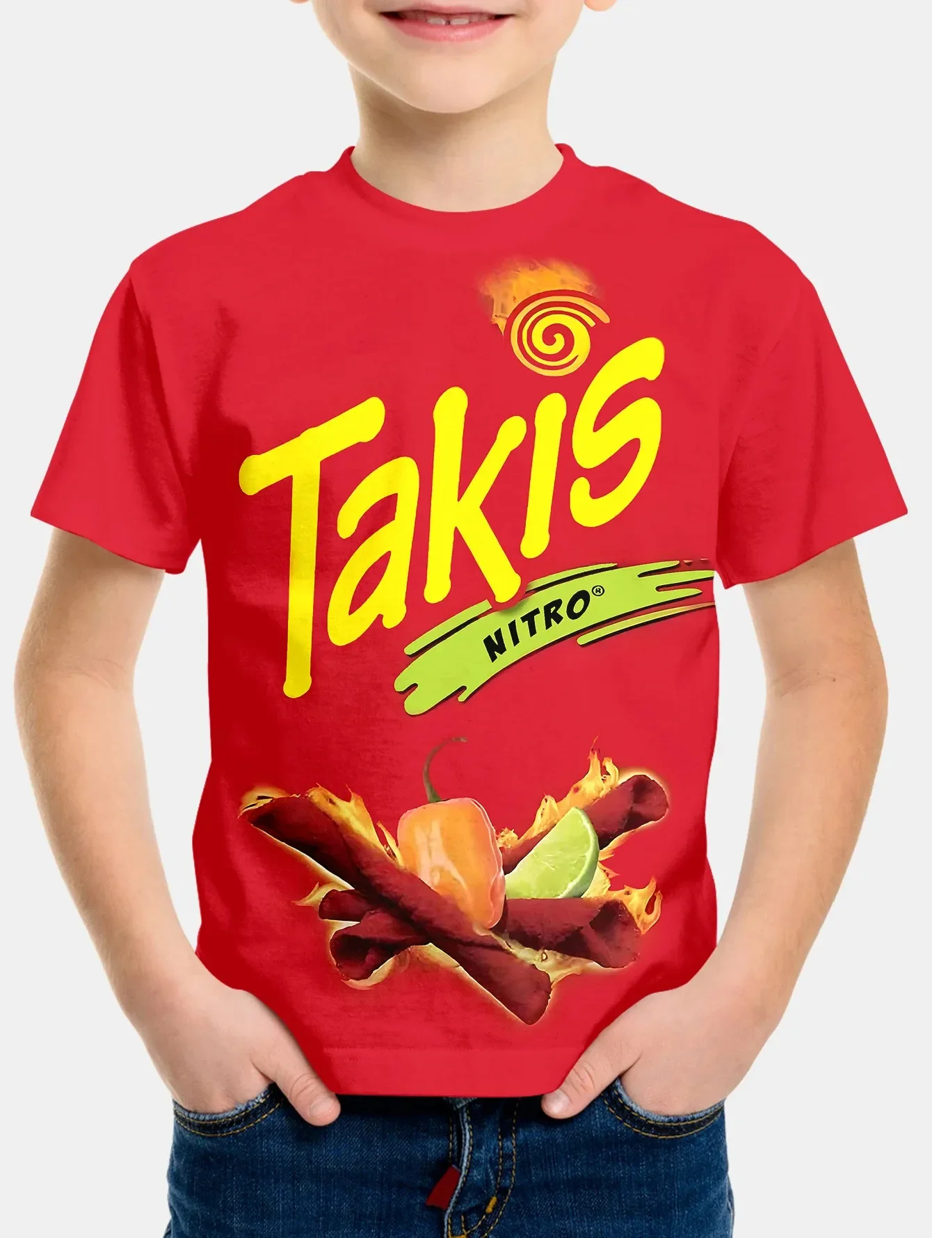 Creative Funny Chips 3d Printed Takis Customized Children Fashion T-Shirt Round Neck Short sleeve Boys Girls Kids Casual Tops
