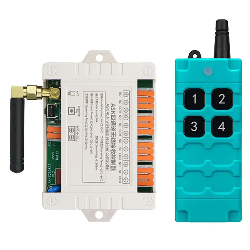 433MHz Universal Wireless Remote Control DC12V 24V 36V 4CH Relay Radio controller Receiver Module RF Switch & Gate Garage opener