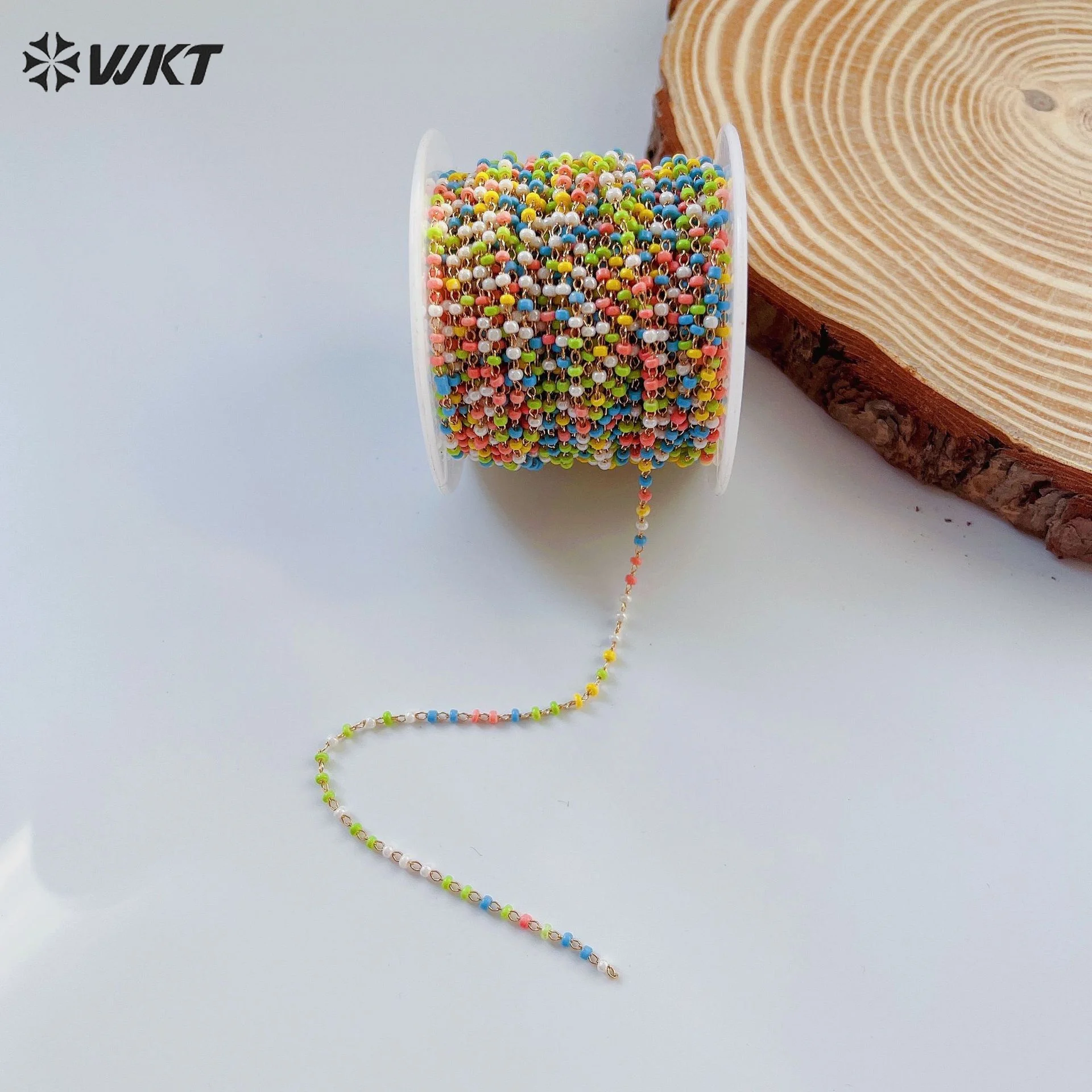 WT-RBC231 New Arrival Colorful Millet Beads Rosary Chain DIY Bracelet Or Necklace Crafts Accessories Sell By Meters