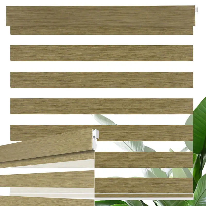 Stick & Install No Drill Zebra Blinds, Waterproof Anti-Mold Light Filtering Privacy Blinds for Kitchen Bathroom
