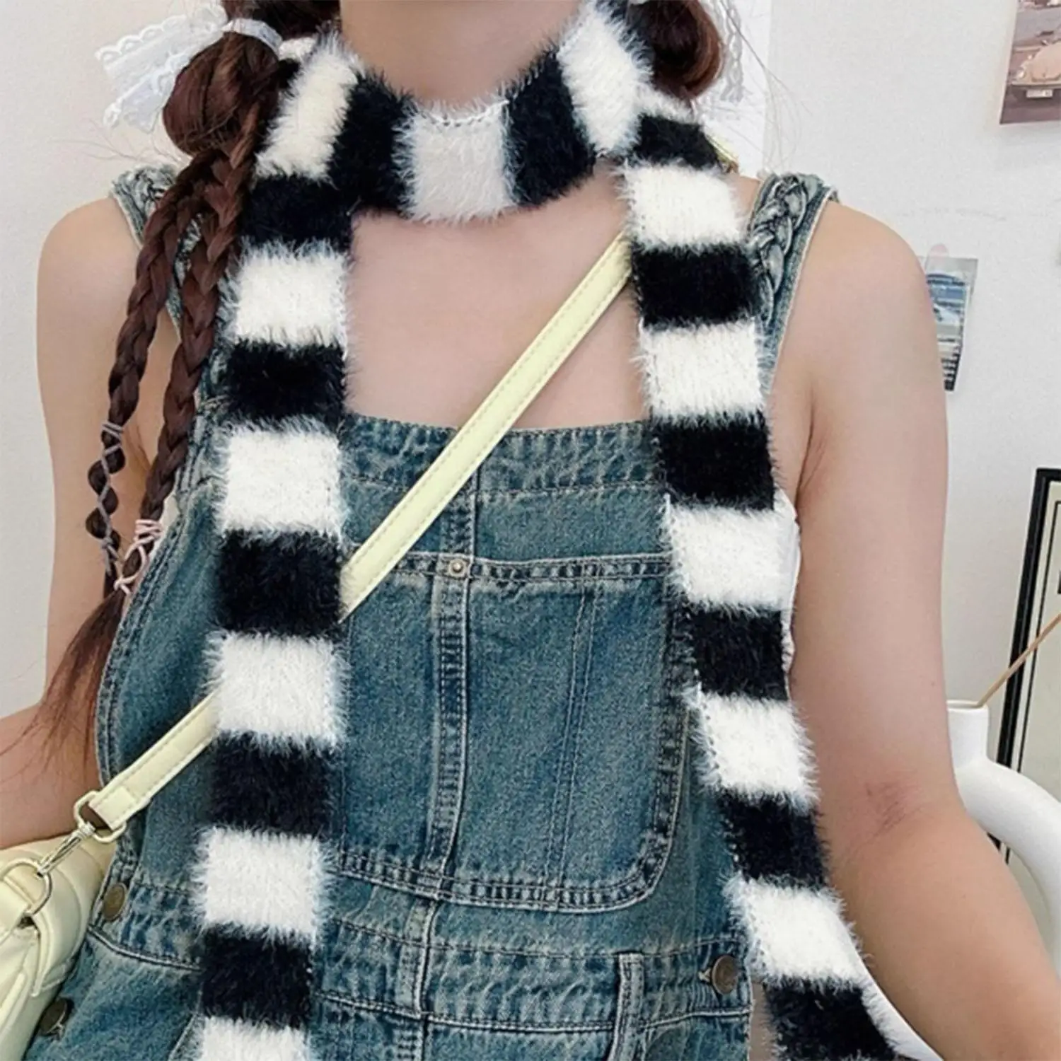 

Women Skinny Scarf Thin Stripes Neckerchief Cool Wrap Choker Long Narrow Scarves For Y2K Fashion Clothing Accessories Gift