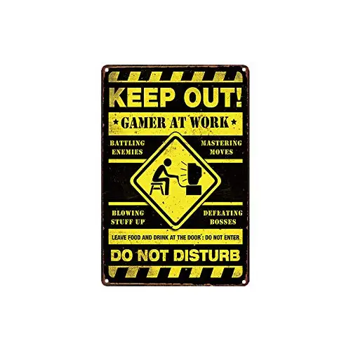 

metal tin sign Warning Gamer at Work Bar Cafe Garage Wall Decor Retro Vintage 7.87 X 11.8 inch