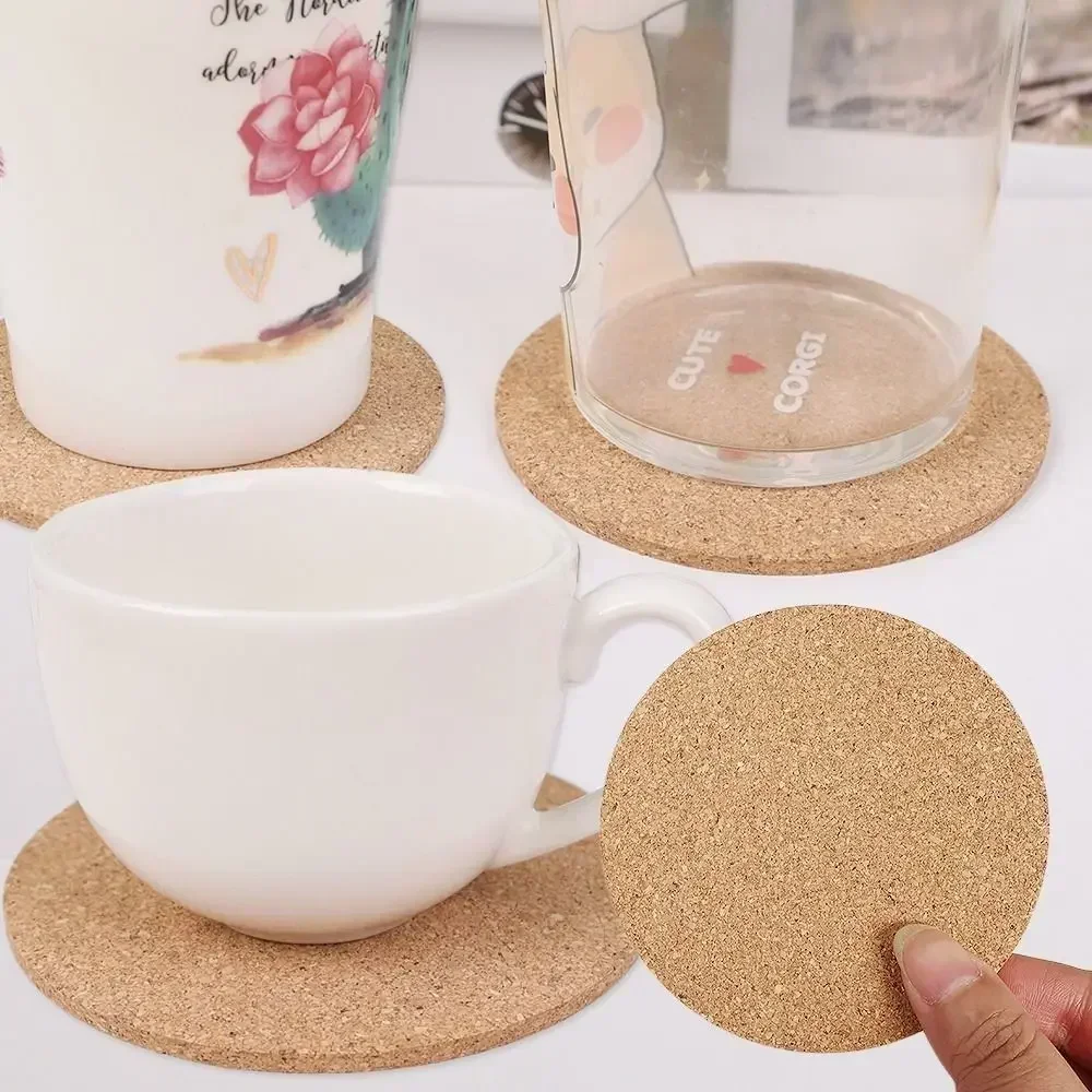 1/10PC Natural Round Wooden Pad Durable Non-Slip Cork Coaster Tea Coffee Mug Drinks Holder for Table Decor DIY Tableware Cup Mat