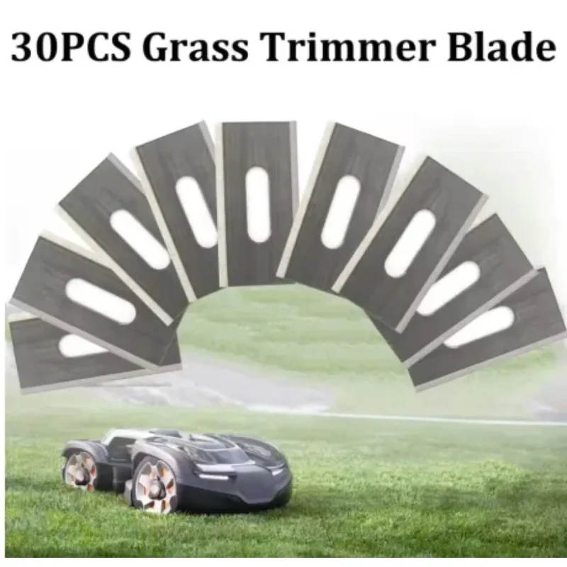 30pcs 35.8*18.5*0.65mmTrimmer Blade Lawn Mower Grass Replacement Piece for Husqvarna Automower(Silver)