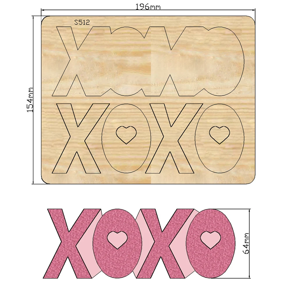 

New XOXO letters cutter Cutting Die Mold Diy Scrapbook Decoration Wooden Knife Mould Suitable For Fustelle