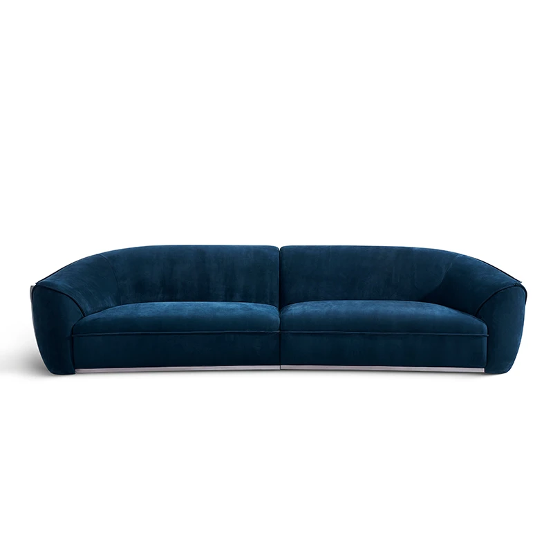 Family Blue Fabric Velvet 3 Seater European Couch House Furniture Sofa Set Living Room Modern
