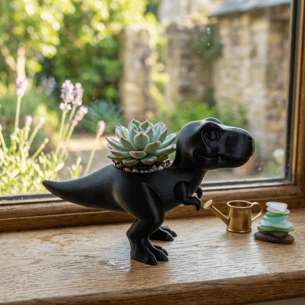 Storage 3D Printed Dinosaur Flowerpot Funny Desktop Decor Plant Planter Ornaments Mini Potted Planter