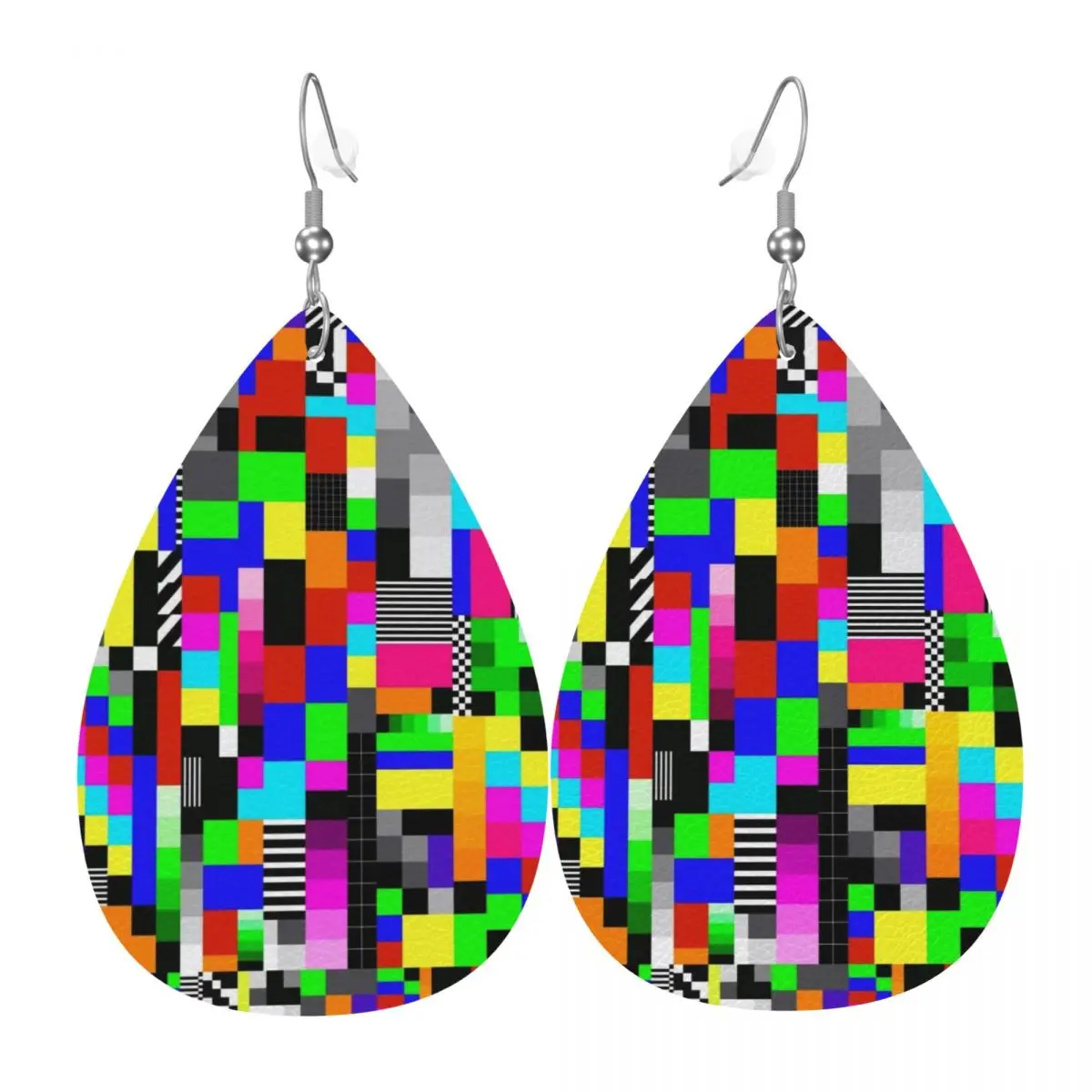 

Custom Sided No Signal TV Retro Style Leather Earrings for Women Teardrop Dangle Earrings Jewelry Accessories