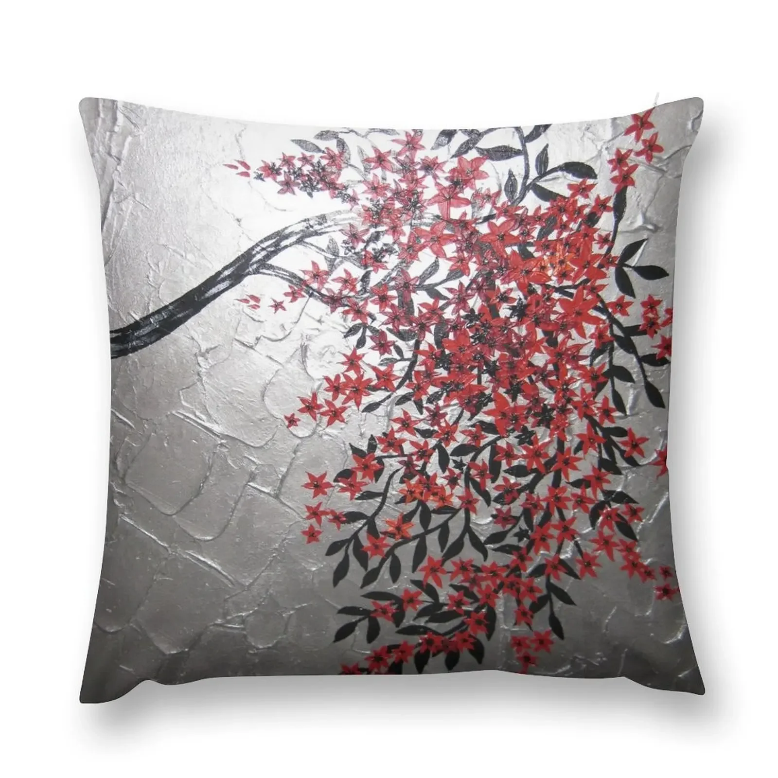 

red black and silver cherry blossom tree art Throw Pillow pillows decor home Cushion Cover Cusions Cover Plaid Sofa pillow