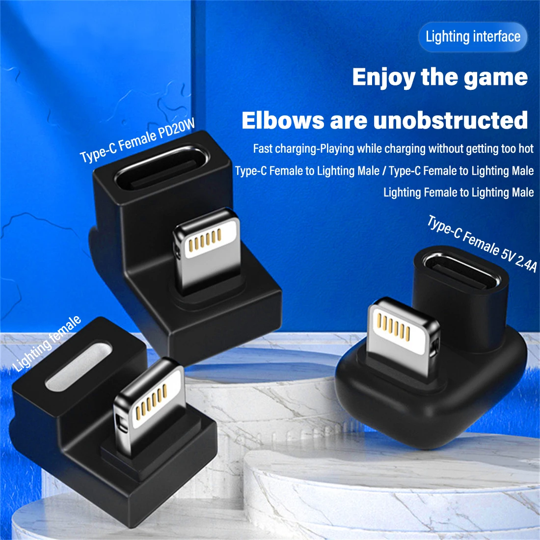 JORINDO Lighting to Lighting/Type-C female U-shaped multifunctional adapter, integrated charging and transmission connector