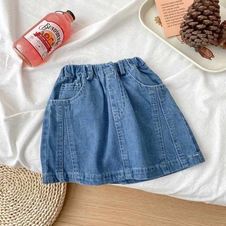Girls Denim Short Skirt 2026 Spring Summer Korean Version Stylish and Versatile Casual Fashion Daily Temperament Wear