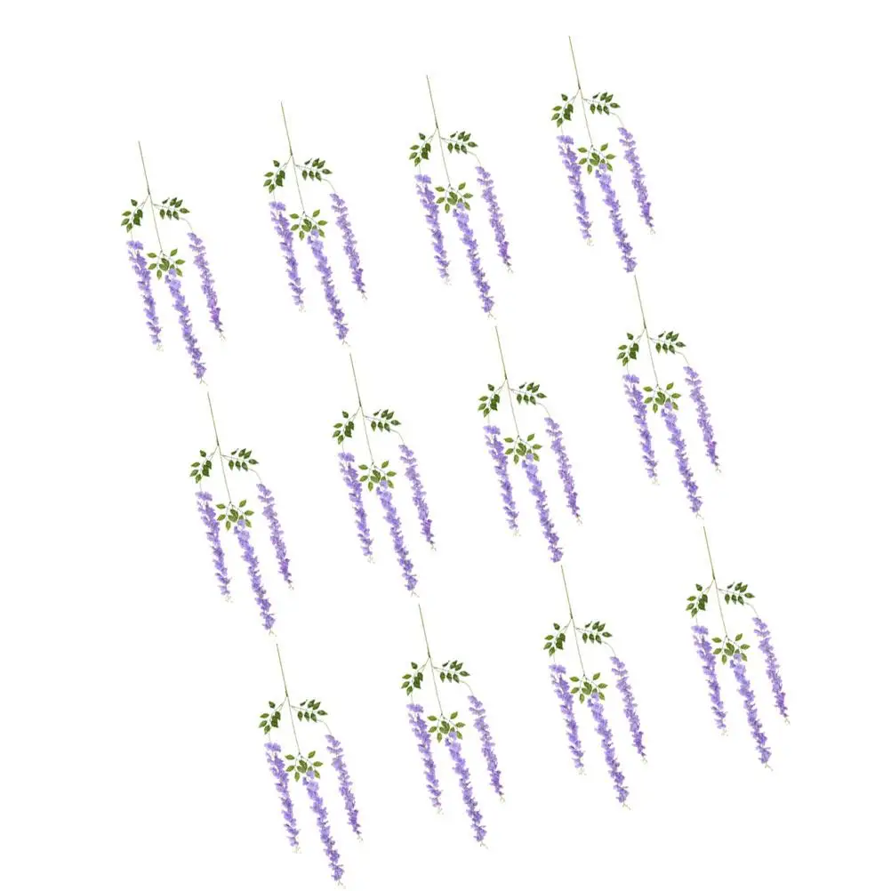 

12 Pcs Simulated Wisteria Flower Decoration Artificial Silk Fake Vine Plant Purple Lightweight Home Office Wedding Outdoor