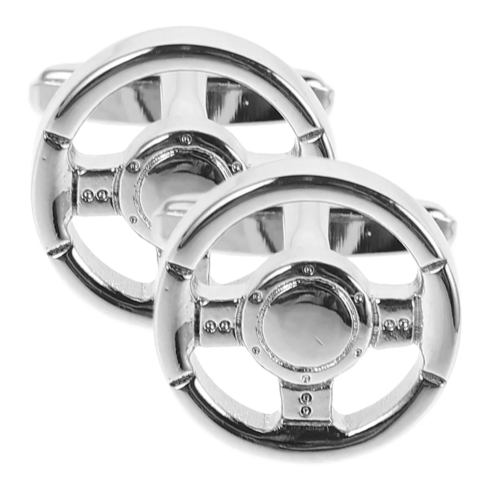 1Pair Steering Wheel Shape Metal Cufflinks Elegant French Design Suit Accessory Shirt Cuff Mens Tuxedo Studs