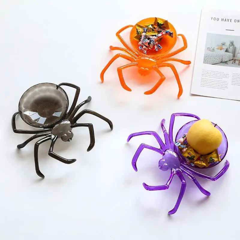 1 Pcs Halloween Spider Fruit Storage Bowl Candy Cookie Snack Tray Bar Table Container Home Festival Party Decoration Prop