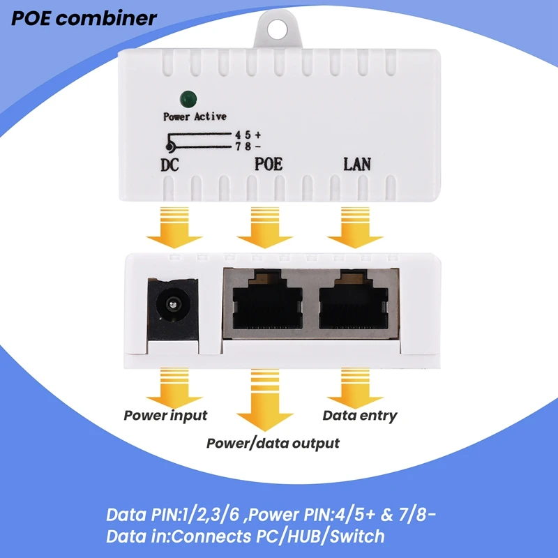 Poe Splitter Poe Injector Rj45 Dc 5.5Mm X 2.1Mm Input Passive Poe Injector Splitter Adapter Connector For Ip Network Camera