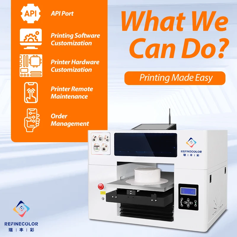Refinecolor desktop intelligent food printer QR code scanning customized pattern suitable for cookies, cakes, coffee events