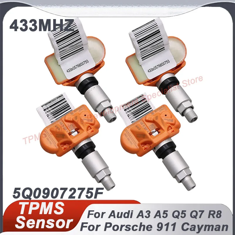 

1/4PCS 433MHZ TPMS Tire Pressure Sensor For Audi A3 A4 A5 Q5 Q7 Porsche 911 Cayman Volkswagen Golf 5Q0907275F
