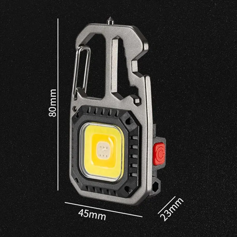 مصباح يدوي LED صغير محمول ، سلسلة مفاتيح ، مصباح عمل ، قابل لإعادة الشحن ، خارجي ، تخييم ، مفتاح جيب ، مفك براغي ، مصباح مطرقة أمان