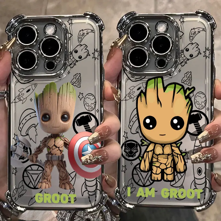 

Marvel Groot For Samsung Galaxy A56 Silver Border Case A55 A54 A52 A53 A36 A34 A35 A33 A50 A73 A26 A25 A16 A06 Clear Phone Cover