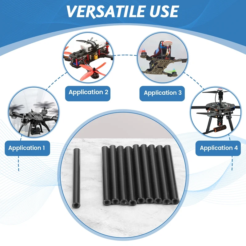 10PCS M2.5x40-D4MM สีดํารอบอลูมิเนียม Standoff คอลัมน์แท่งสําหรับ Quadcopter ดึง Rod สีดํา