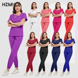 Uniformes quirúrgicos para mujer, conjuntos de enfermería, Top, pantalón, bata clínica, salón de belleza, traje médico de Hospital