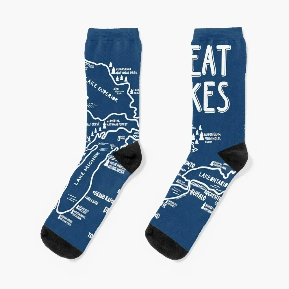 Great Lakes Map Socks luxe floor hiphop Men Socks Women's