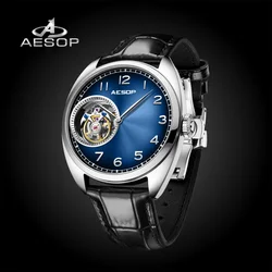 AESOP Real Tourbillon Watch For Men Mechanical Watches Limited Edition Luxury Manual Winding Movement Leather Wristwatches 2023