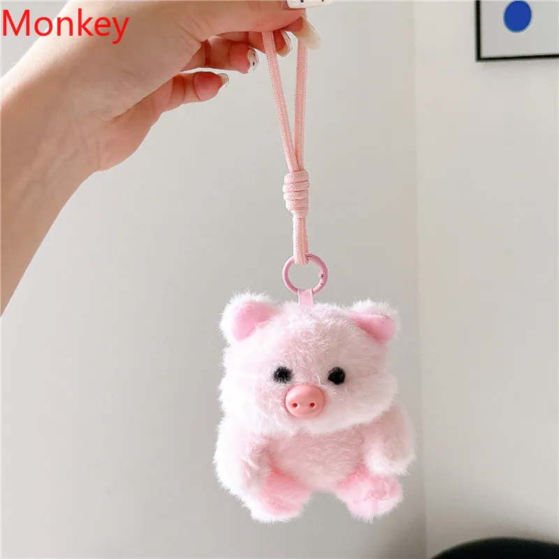 Cute Fur Animal Pig Doll Long Ear Elephant Headphone Case Hand Rope For Airpods Pro3 Pro 4 3 2 1 Wireless Bluetooth Earphone Bag