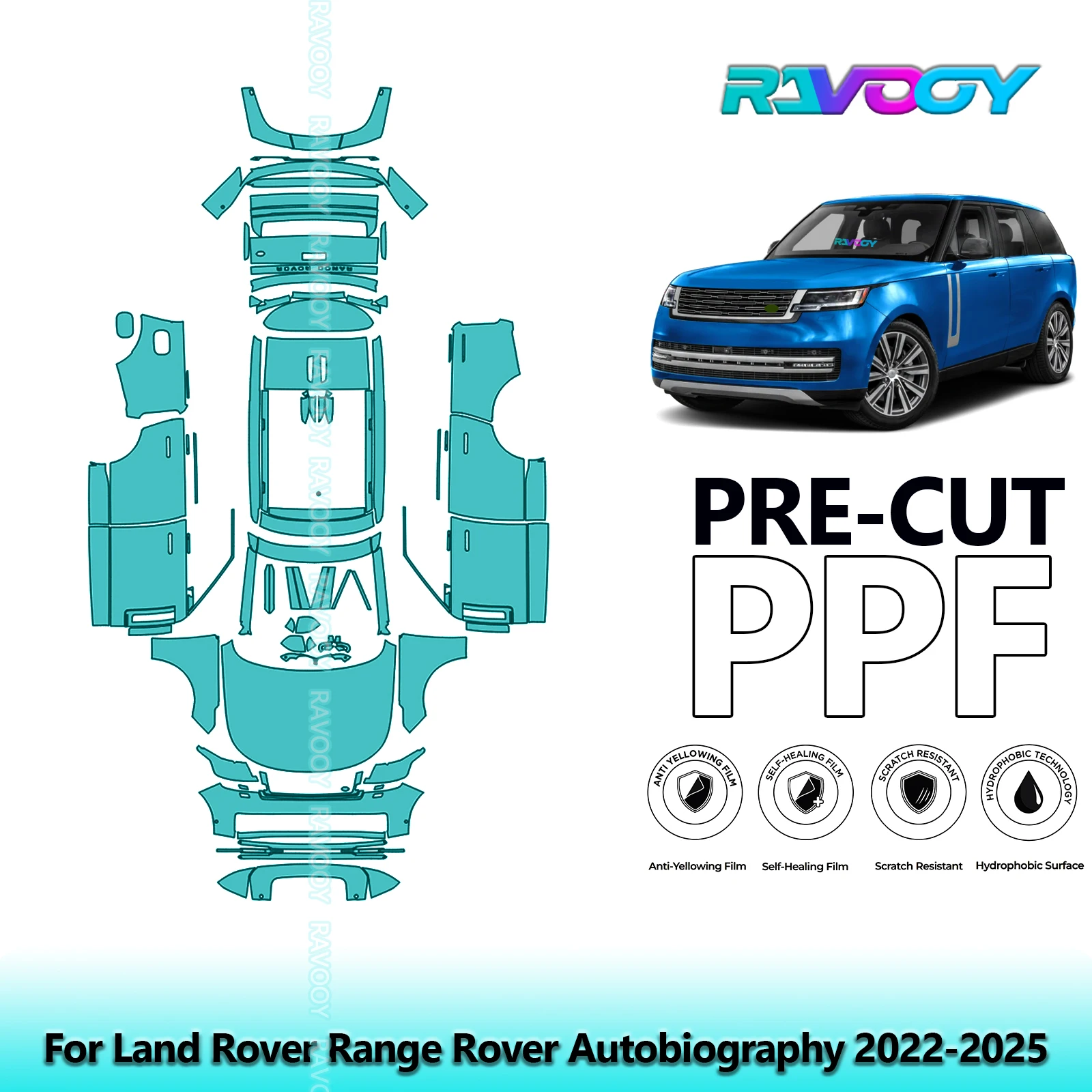 

8,5 мил, полностью вырезанная защитная пленка для автомобиля PPF для Land Rover Range Rover Autobiography 2022-2025