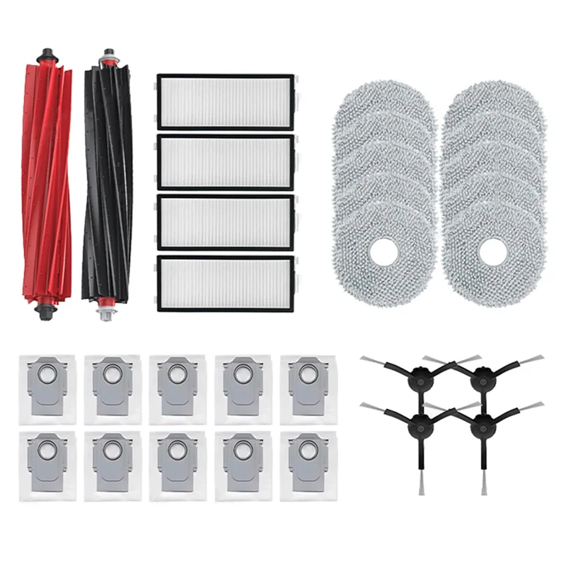 

A98I-Vacuum Cleaner Replacement Parts For Roborock Qrevo Master- Main Brush, Side Brush, HEPA Filter, Mop Pads, Dust Bag, Access