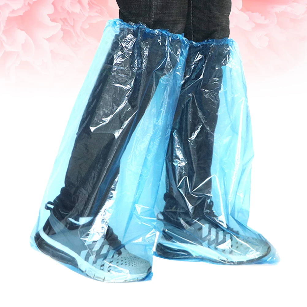 

20 Pcs Waterproof High Boots Shoe Cover Disposable Thicken Rain Overshoes Protector Blue Travel Mud Shoes Protection