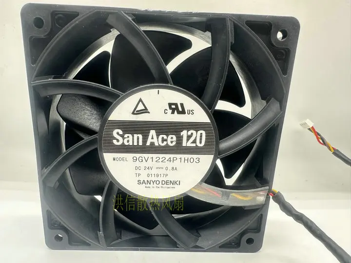 Sanyo Denki 9GV1224P1H03 DC 24V 0.8A 120x120x38mm 4-Wire Server Cooling Fan