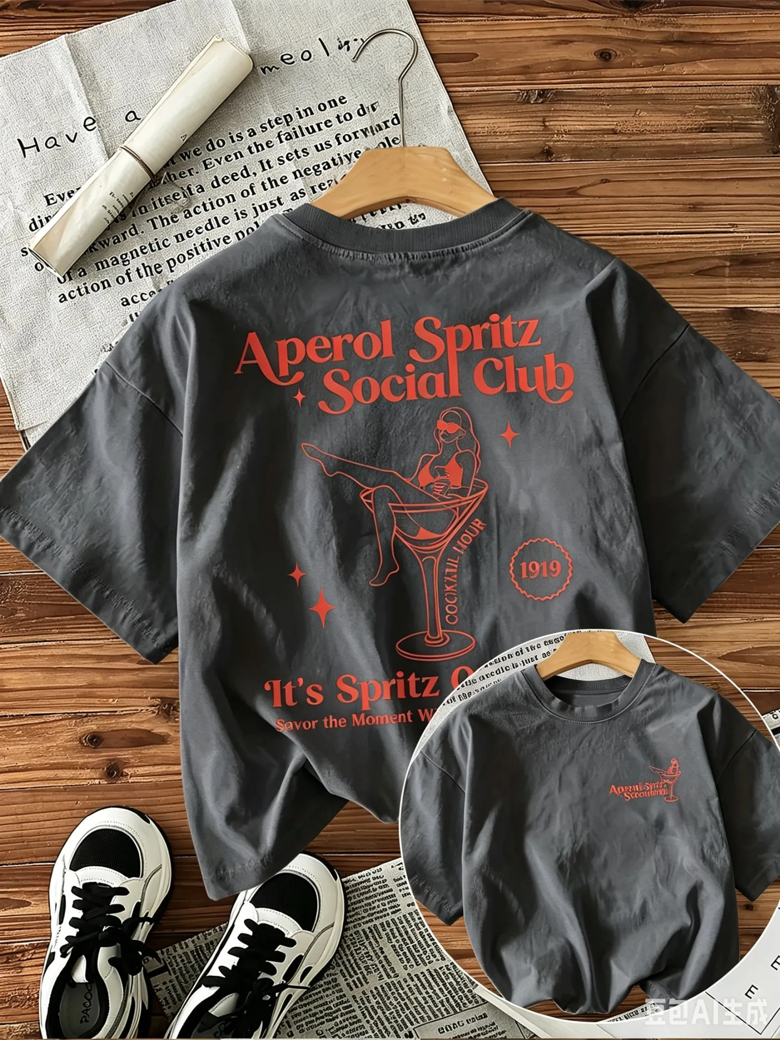 2026 Cotton Adults Kids Graphic T-Shirt Casual Crew Neck Top with Alphabet Print Short Sleeve Aperol Spritz Social Club Design