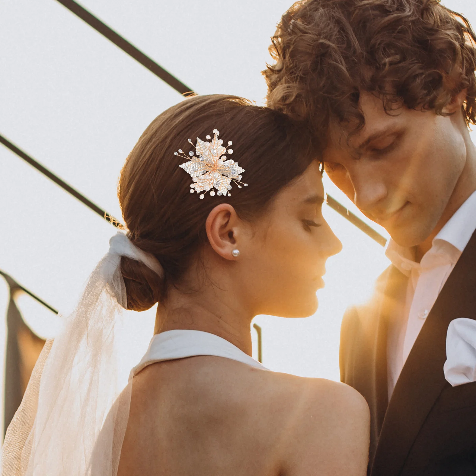 

2 Pcs Hair Accessories for Wedding Bridal Clip Flower Side Clips Women Headwear