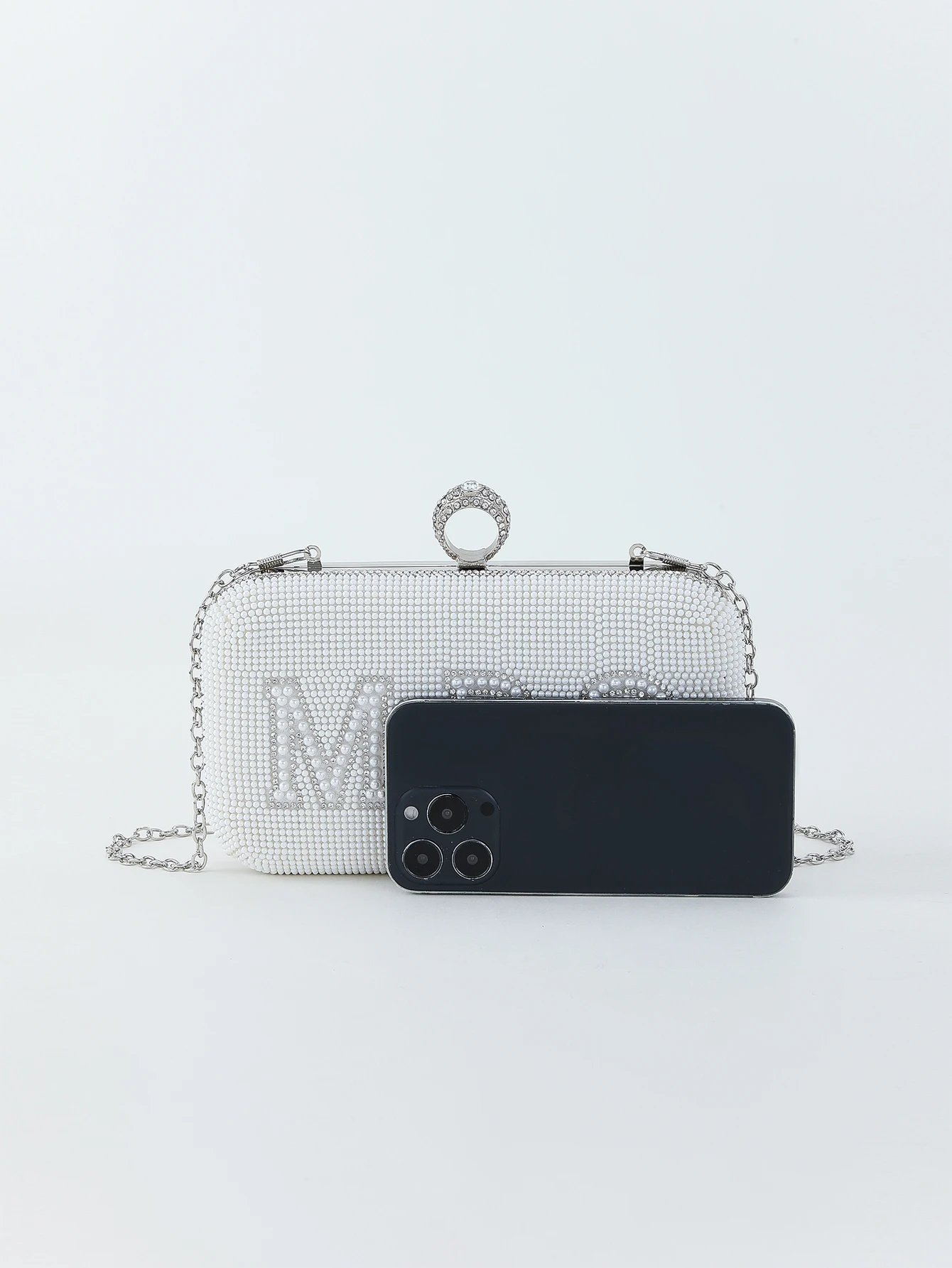 Pearl and rhinestone letter MRS clutch evening bag for women wedding