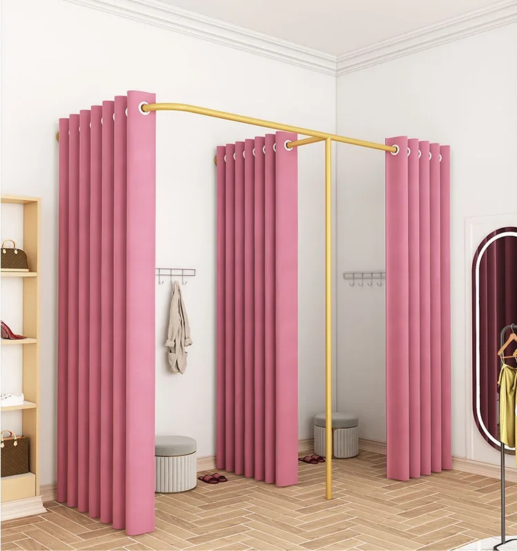 Clothing store  fitting room track simple changing room partition cloth curtain men's and women's changing room